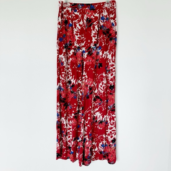 Free People Laye Night Red Floral Print Wide Leg Pants Size Small - Picture 6 of 6